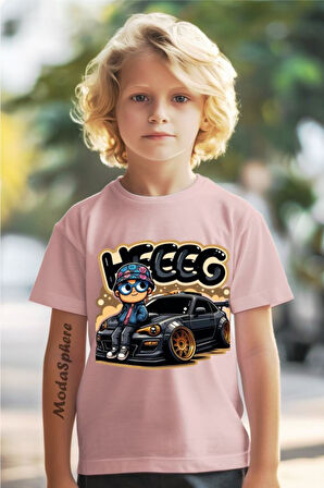 HEEG BASKILI BİSİKLET YAKA KISA KOLLU ÇOCUK TİŞÖRT