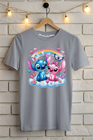 Gökkuşağı Lilo Baskılı Unisex Oversize Tişört