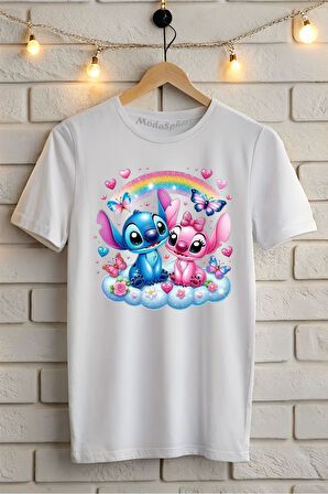 Gökkuşağı Lilo Baskılı Unisex Oversize Tişört