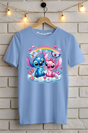 Gökkuşağı Lilo Baskılı Unisex Oversize Tişört