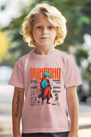 SUNGOKU BASKILI BİSİKLET YAKA KISA KOLLU ÇOCUK TİŞÖRT