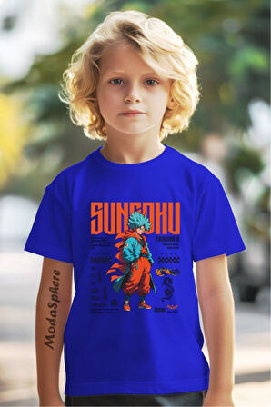 SUNGOKU BASKILI BİSİKLET YAKA KISA KOLLU ÇOCUK TİŞÖRT