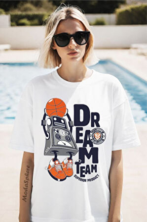 Dream Time Baskılı Kısa Kollu Oversize Tişört
