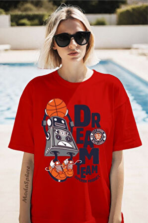 Dream Time Baskılı Kısa Kollu Oversize Tişört