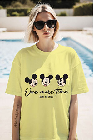 One More Time Baskılı Unisex Oversize Tişört