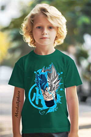 Dragon Ball Baskılı Bisiklet Yaka Kısa Kollu Çocuk Tişört