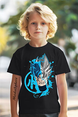 Dragon Ball Baskılı Bisiklet Yaka Kısa Kollu Çocuk Tişört