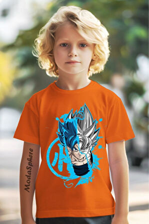 Dragon Ball Baskılı Bisiklet Yaka Kısa Kollu Çocuk Tişört