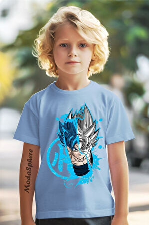 Dragon Ball Baskılı Bisiklet Yaka Kısa Kollu Çocuk Tişört