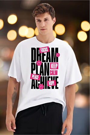 Dream Baskılı Unisex Oversize Tişört