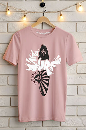 JUST SURF Baskılı Unisex Oversize Tişört