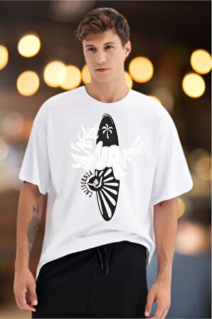 JUST SURF Baskılı Unisex Oversize Tişört