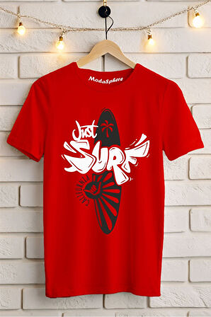 JUST SURF Baskılı Unisex Oversize Tişört