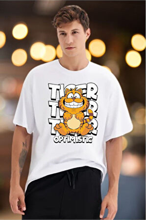 Tiger Baskılı Unisex Oversize Tişört