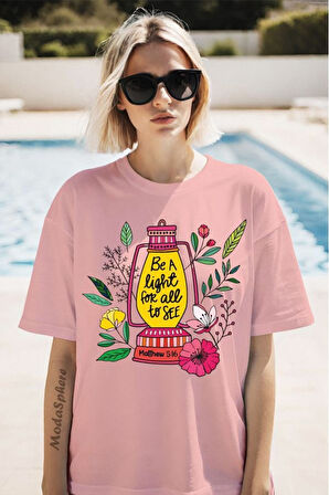 Be a light Baskılı Unisex Oversize Tişört