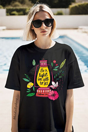 Be a light Baskılı Unisex Oversize Tişört