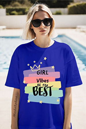 Girl Vibes Baskılı Unisex Oversize Tişört