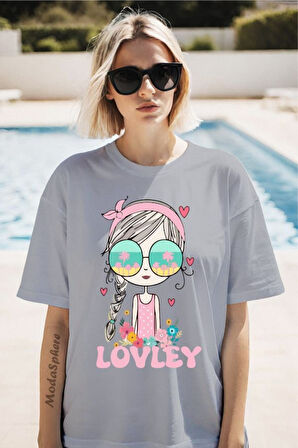 Lovley Baskılı Unisex Oversize Tişört