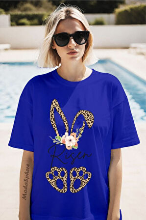 Risen Tavşan Baskılı Unisex Oversize Tişört