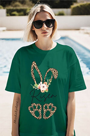 Risen Tavşan Baskılı Unisex Oversize Tişört