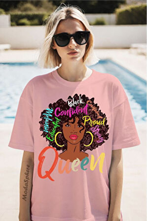 Queen Baskılı Unisex Oversize Tişört