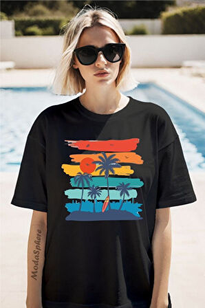 SUMMER Baskılı Unisex Oversize Tişört