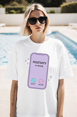 Phone Baskılı Unisex Oversize Tişört