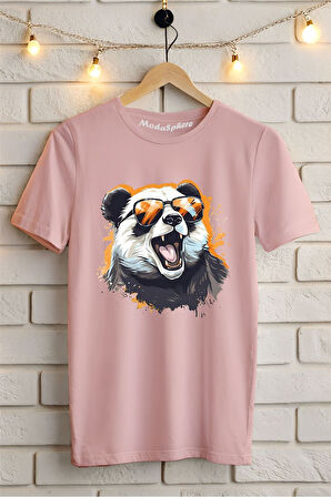 Panda Baskılı Unisex Oversize Tişört