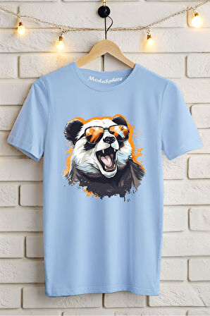 Panda Baskılı Unisex Oversize Tişört