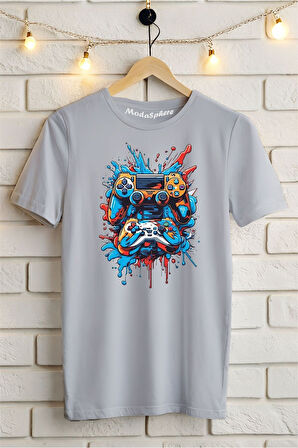 Gamepad Baskılı Unisex Oversize Tişört