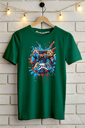 Gamepad Baskılı Unisex Oversize Tişört