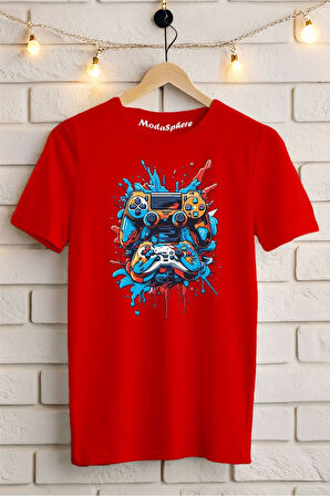 Gamepad Baskılı Unisex Oversize Tişört