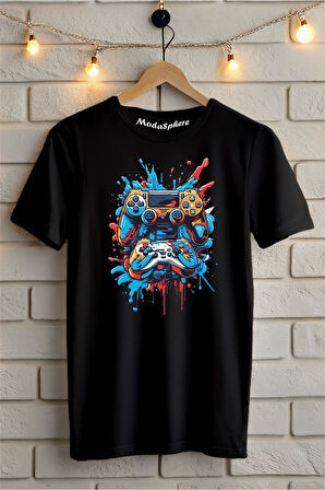 Gamepad Baskılı Unisex Oversize Tişört