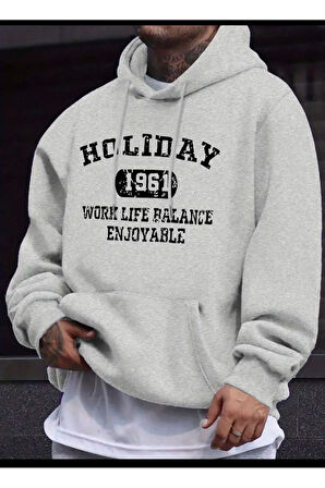 Holiday Baskılı Kapüşonlu Sweatshirt