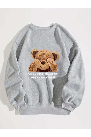 SUPRISE MOMENT AYI BASKILI BİSİKLET YAKA SWEATSHIRT