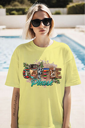 Coffee Baskılı Unisex Oversize Tişört