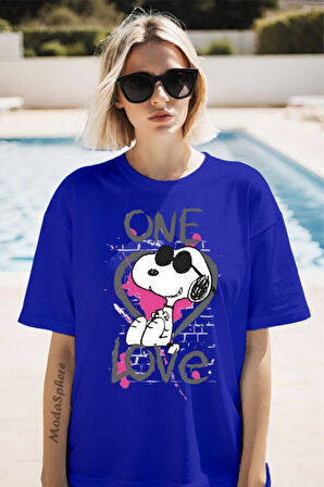 One Love Baskılı Unisex Oversize Tişört