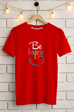 Be Happy Baskılı Unisex Oversize Tişört