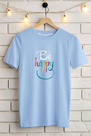 Be Happy Baskılı Unisex Oversize Tişört