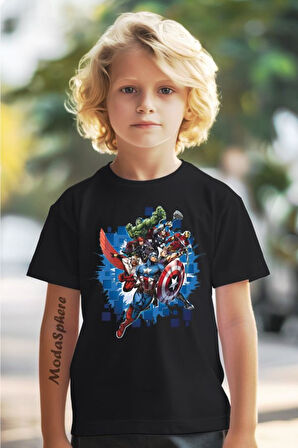IRON MAN - THOR BASKILI BİSİKLET YAKA KISA KOLLU ÇOCUK TİŞÖRT