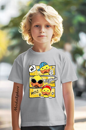 TINY DUCK BASKILI BİSİKLET YAKA KISA KOLLU ÇOCUK TİŞÖRT