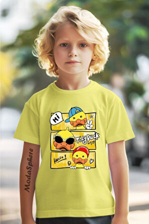 TINY DUCK BASKILI BİSİKLET YAKA KISA KOLLU ÇOCUK TİŞÖRT