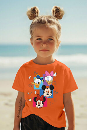 DISNEY & CARTOONS BASKILI BİSİKLET YAKA KISA KOLLU ÇOCUK TİŞÖRT