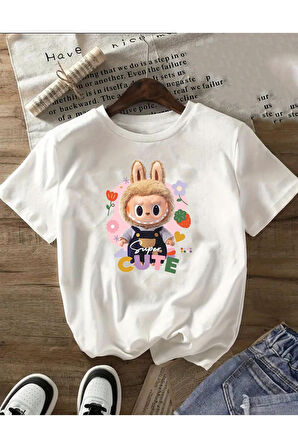 Cute Baskılı Unisex Oversize Tişört