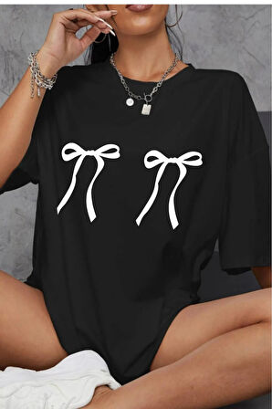 Kurdele Baskılı Basic T-Shirt