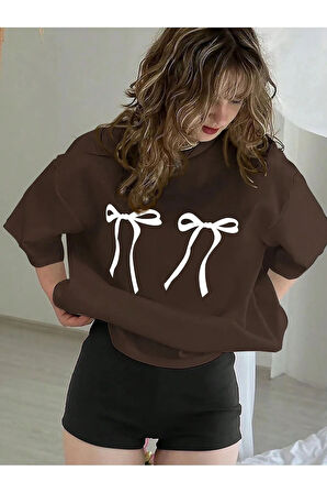 Kurdele Baskılı Basic T-Shirt