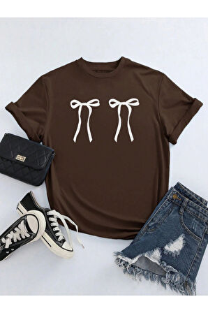 Kurdele Baskılı Basic T-Shirt