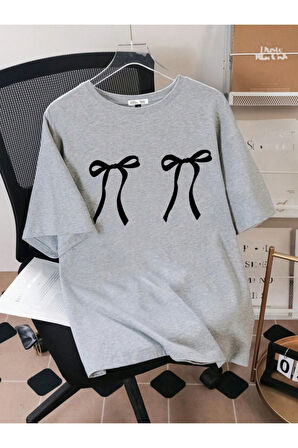 Kurdele Baskılı Basic T-Shirt