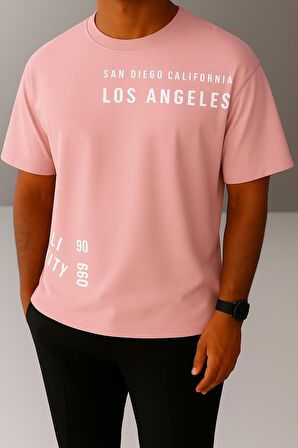 Los Angeles Baskılı Unisex Oversize Tişört