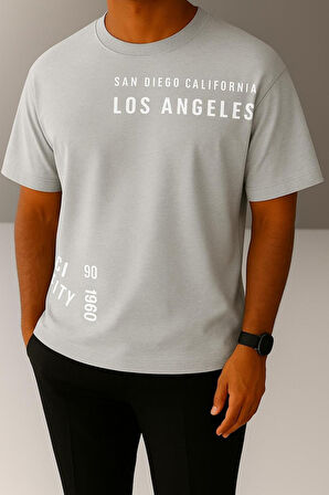 Los Angeles Baskılı Unisex Oversize Tişört